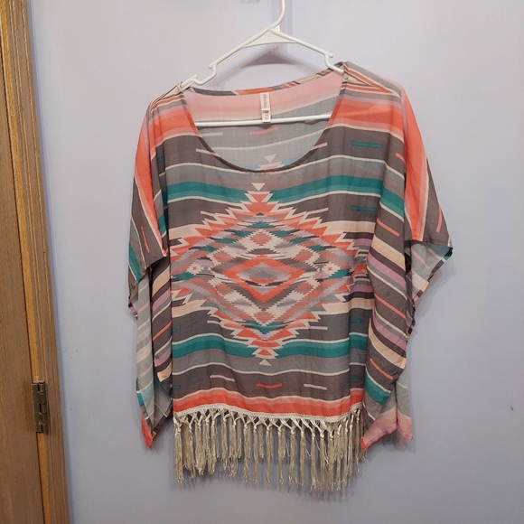 Xhilaration Sweaters - Xhilaration Boho Colorful Striped Poncho